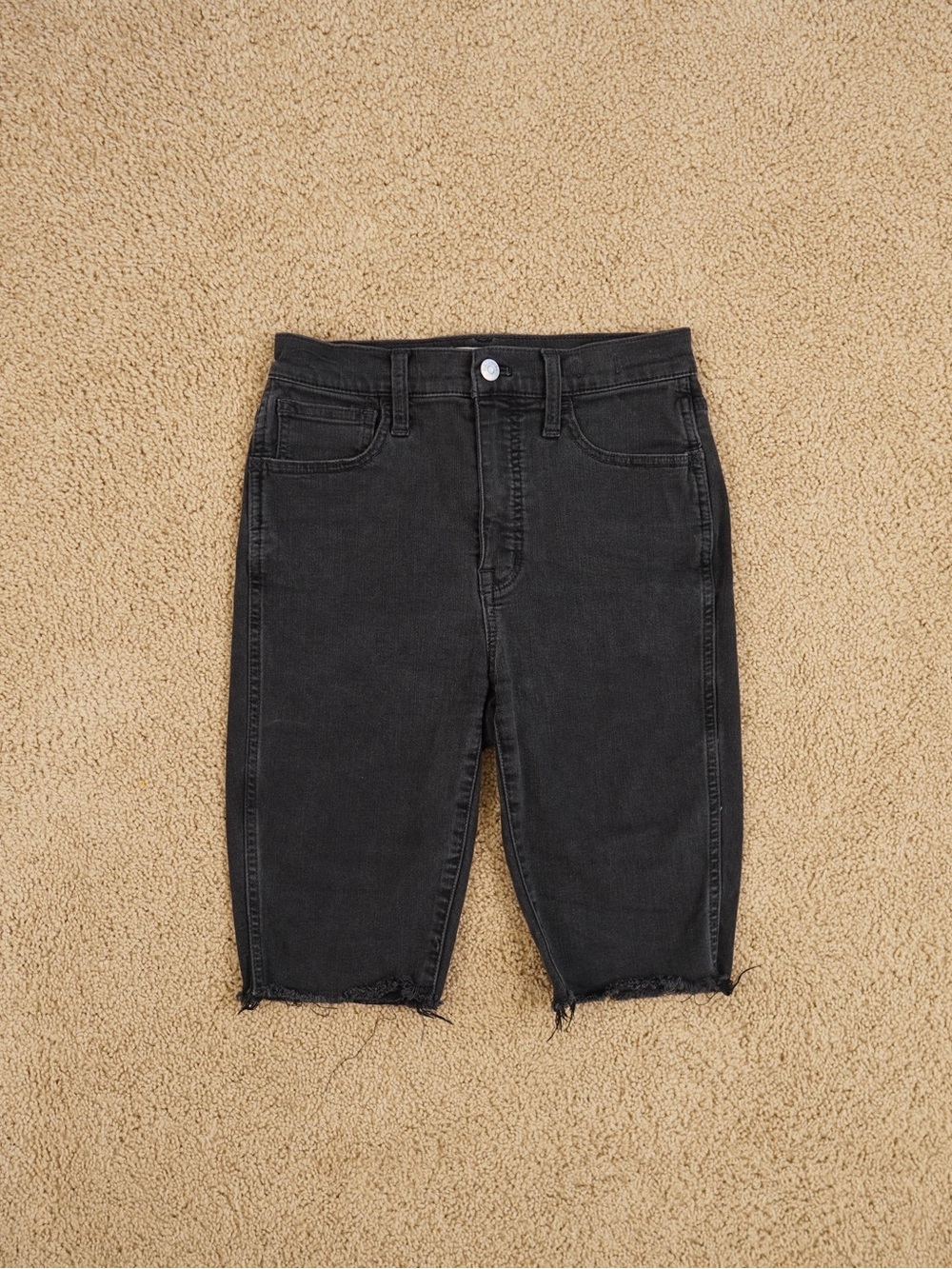 Madewell Black Denim Roadtripper Biker Shorts